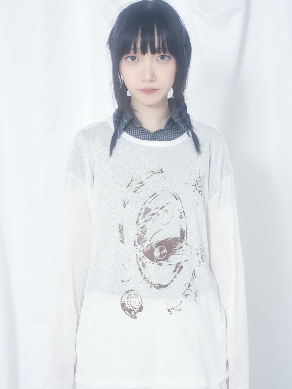 受注制【Nerd out XU】hand drawing see-through long sleeve / 【ナードアウトエックスユー】ハンドドローイングシースルーロングスリーブ