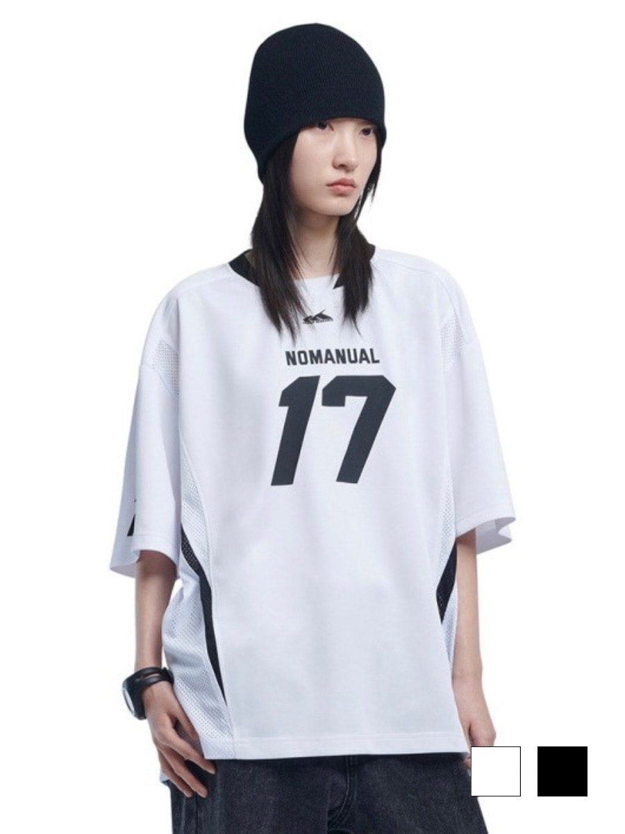 NOMANUAL】17 MESH BLOCK FOOTBALL JERSEY | OUR BRAND,NOMANUAL