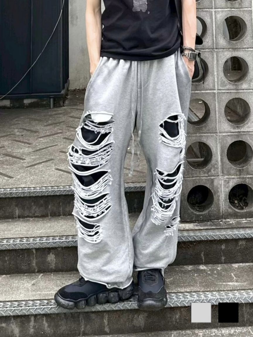 受注制【Chikashitsu +】oiled wash damage sweat pants