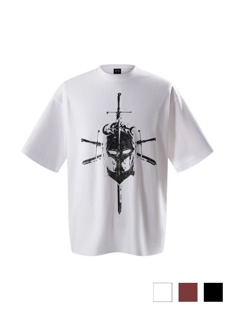 【The Boy Has No Patience】LUMINOUS DAWN KNIGHT & SWORD TEE / 【ザボーイハズノーペーシェンス】ナイト＆ソードグラフィックデザイン半袖Tシャツ