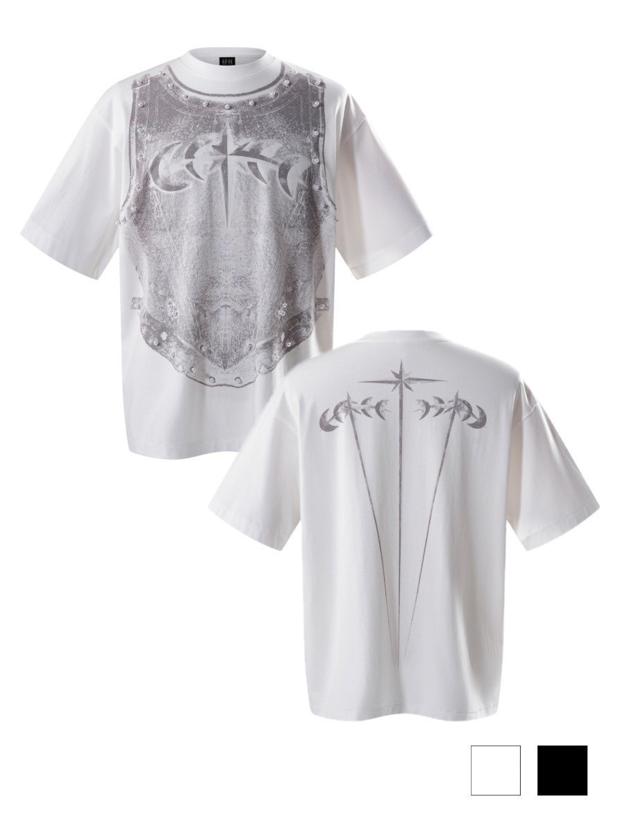 【The Boy Has No Patience】LUMINOUS DAWN PEARL ARMOR TEE / 【ザボーイハズノーペーシェンス】パールアーマーデザイン半袖Tシャツ