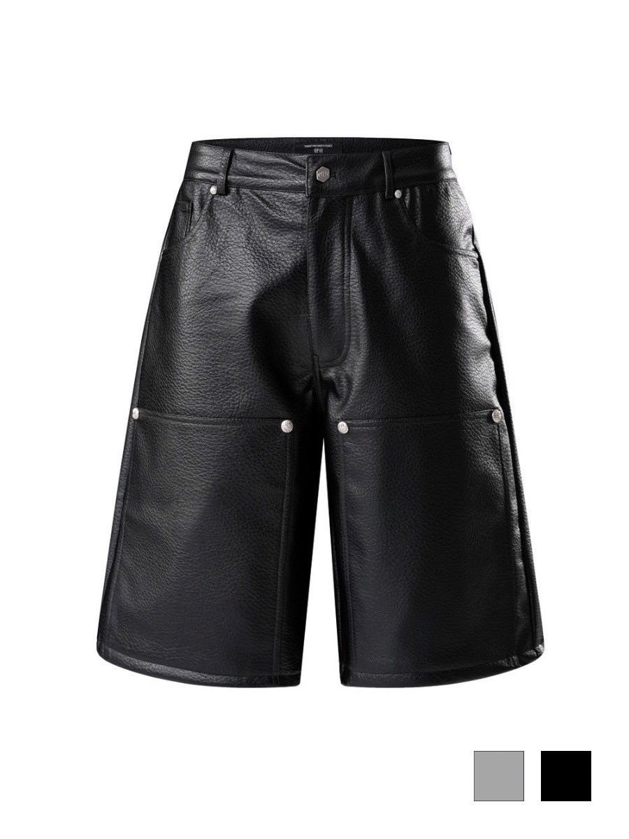 【The Boy Has No Patience】LUMINOUS DAWN LEATHER SHORTS / 【ザボーイハズノーペーシェンス】リベットコーティングハーフパンツ