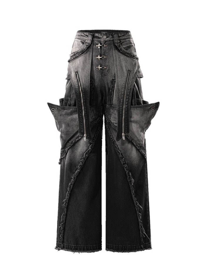 【The Boy Has No Patience】LUMINOUS DAWN SCULPTED BAT FLARE JEANS / 【ザボーイハズノーペーシェンス】バットフリンジフレアデニムパンツ