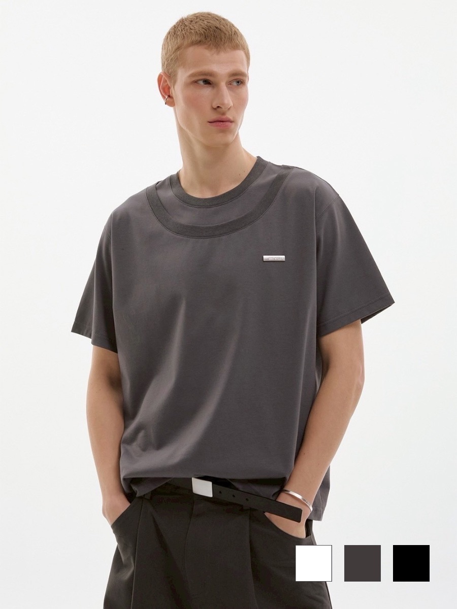 【ESC STUDIO】double neck t-shirt / 【イーエスシーステュディオ】ダブルネック半袖Tシャツ