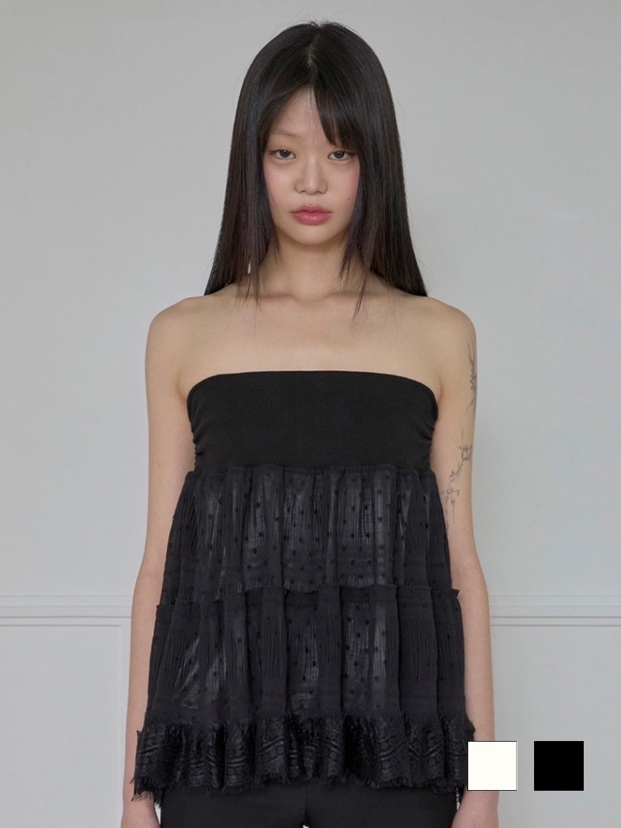 【FLAREUP】Layered Dot Ruffle Skirt 