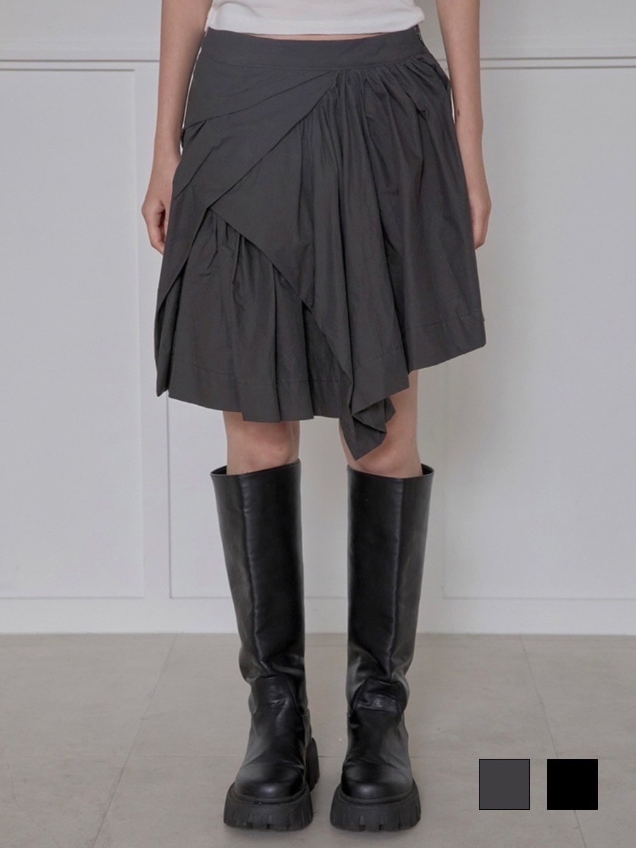 FLAREUP】Asymmetrical Draped Layered Skirt | OUR BRAND,FLAREUP