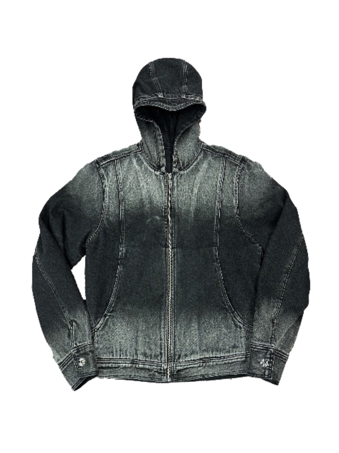 【BLR BLUER】Bleached Denim Hoodie Zip-up Jacket