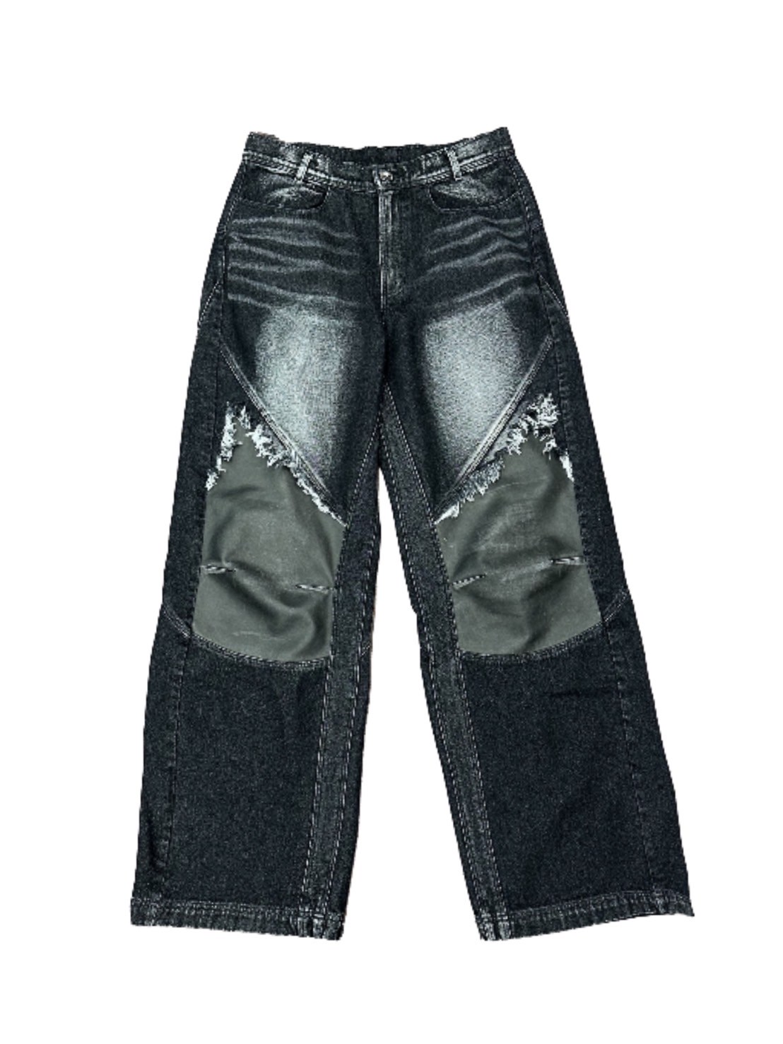 【BLR BLUER】Wide Heavy washing with Leather Pants