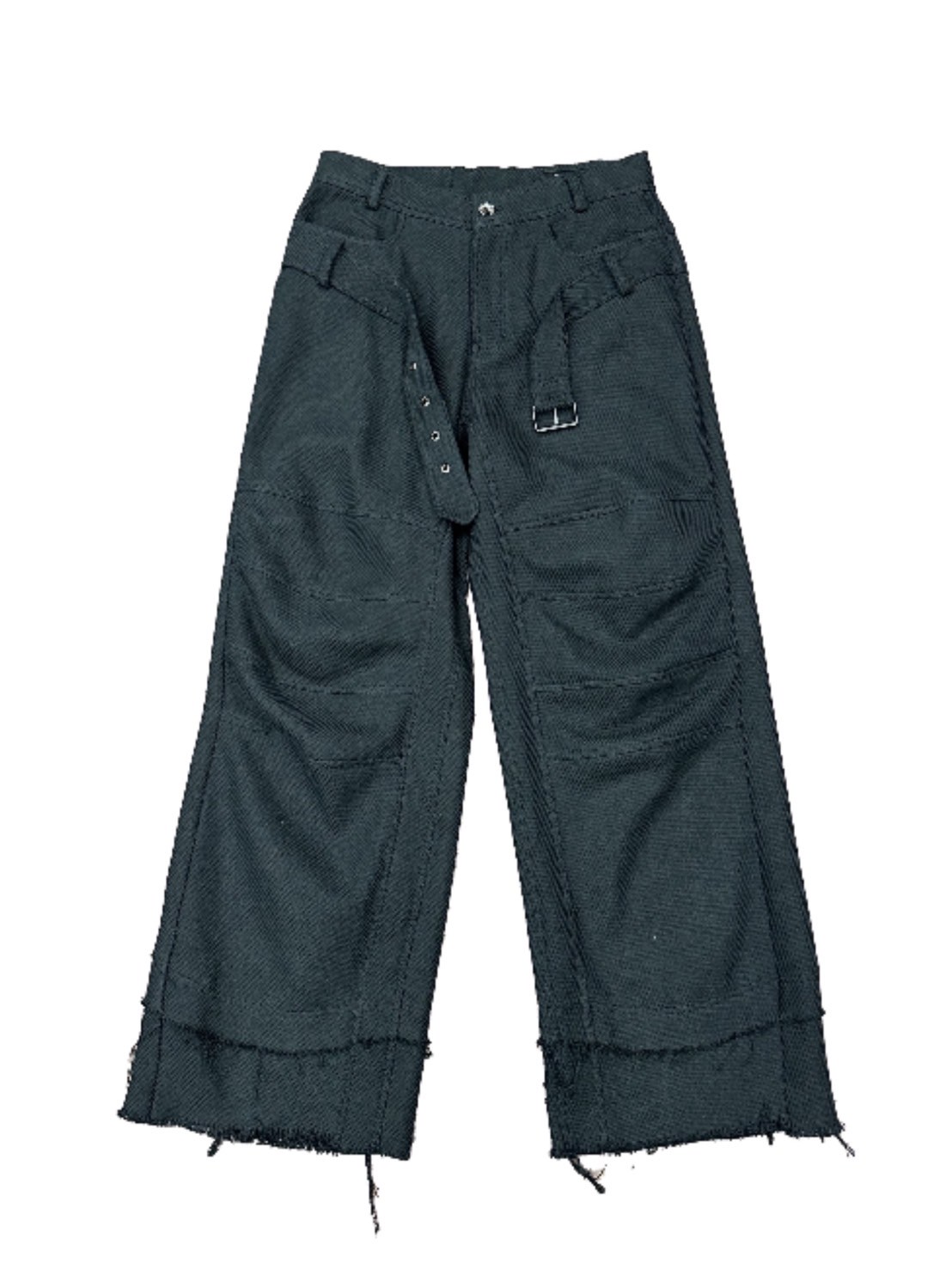 【BLR BLUER】Stucked Belt with Low Density Cotton and Raw-edged Pants