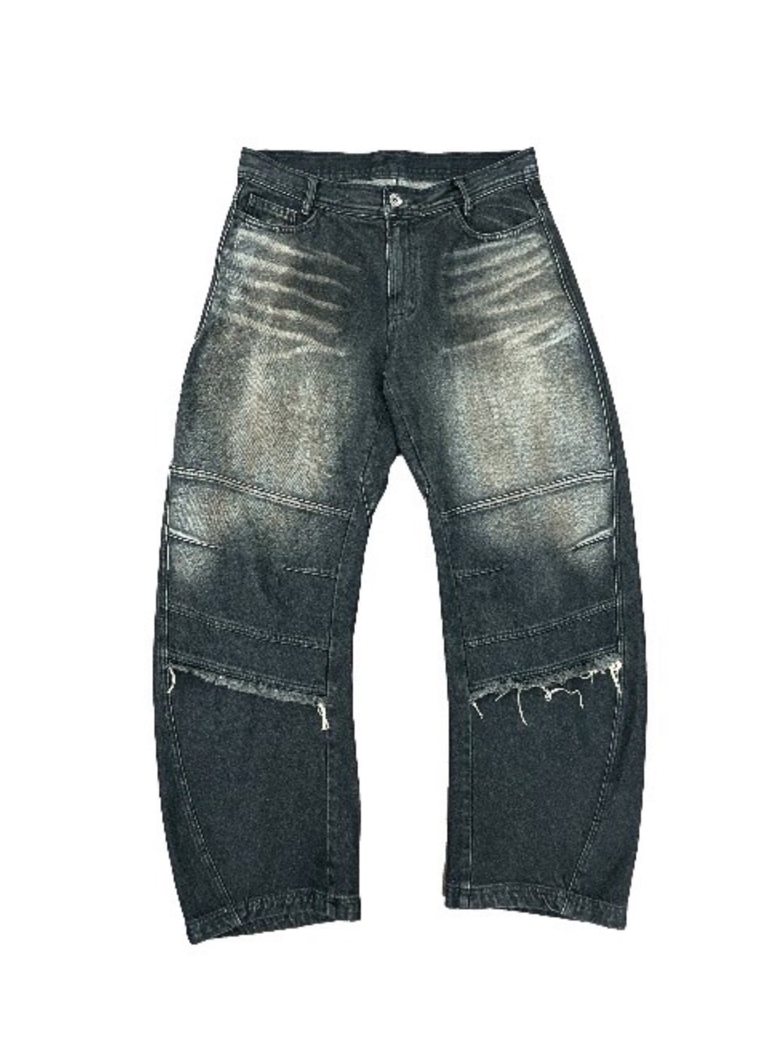 8/26 20:00 発売【BLR BLUER】Curved Line Raw-edged Denim