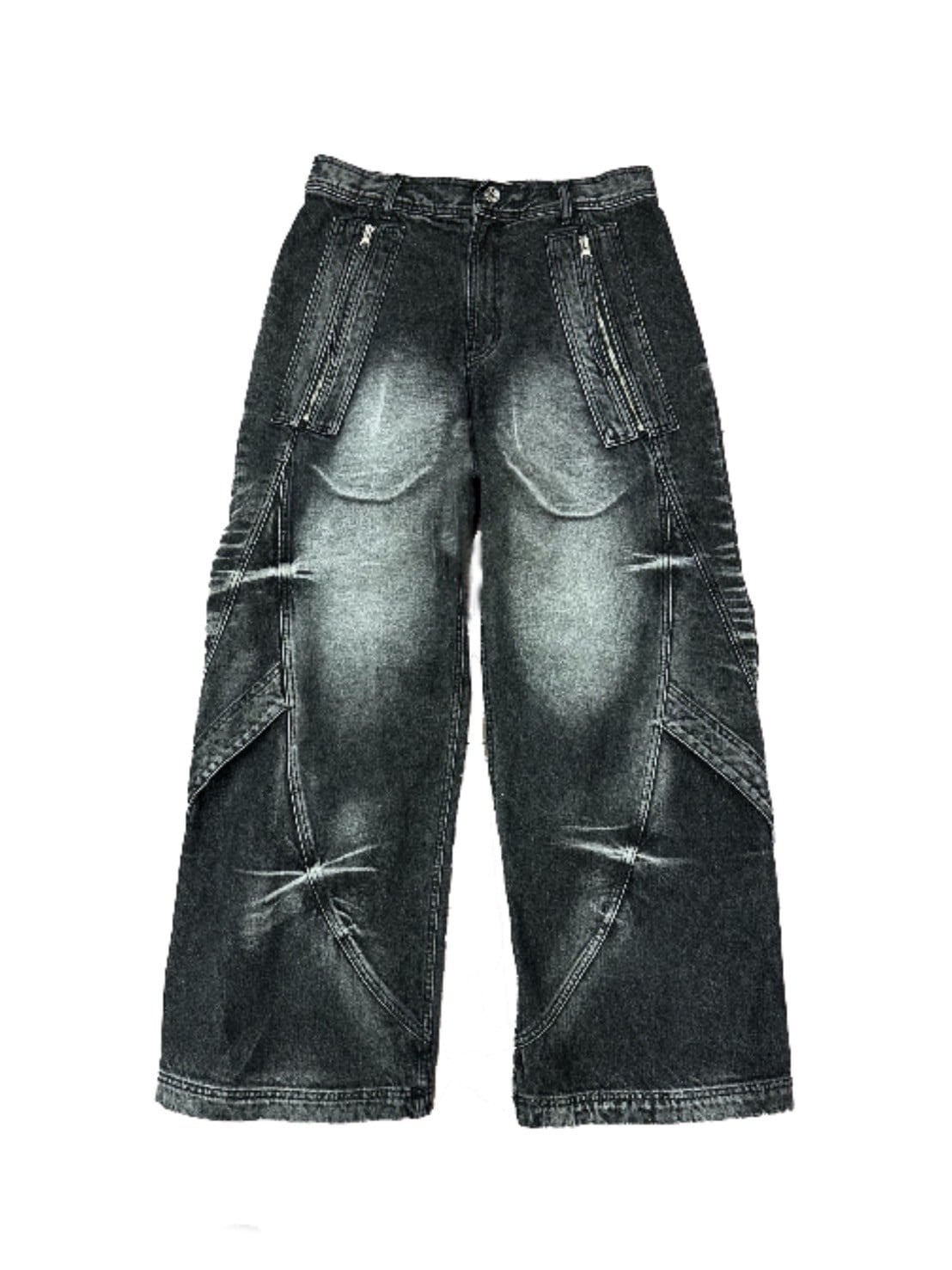 8/26 20:00 発売【BLR BLUER】Curved Tanker Washed Denim Pants