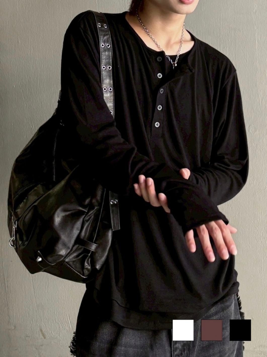 大阪店WEB限定受注制【Chikashitsu＋】layered henry neck long