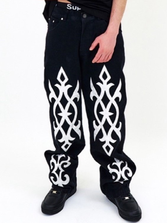 【E RIN AI E】BRIGHT TRIBAL PARTY DENIM PANTS