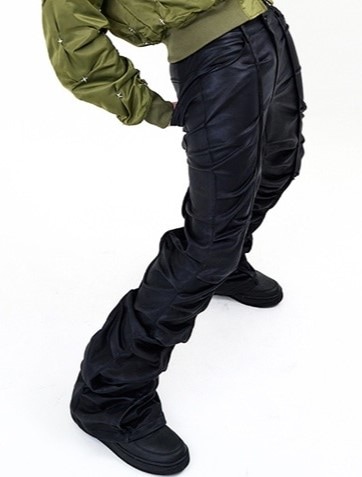 【E RIN AI E】 BLACK KOI BOOTS CUT PANTS