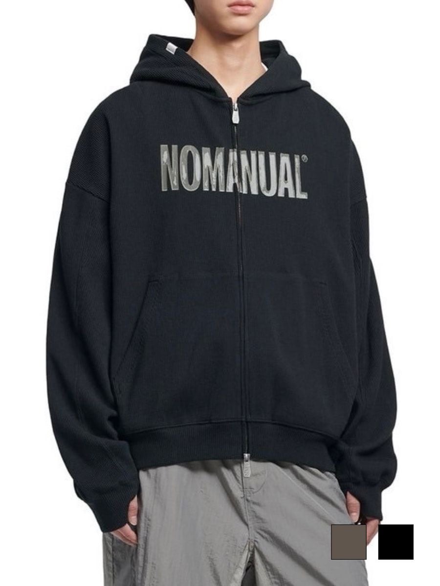 【NOMANUAL】NM WAFFLE HOODED ZIP-UP