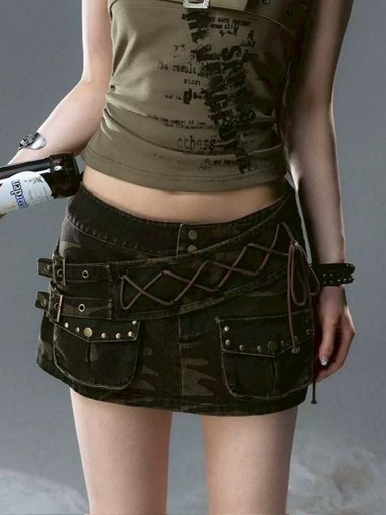 【Cest Nous】Camouflage Rivet Skirt / 【セヌー】カモフラージュリベットミニスカート