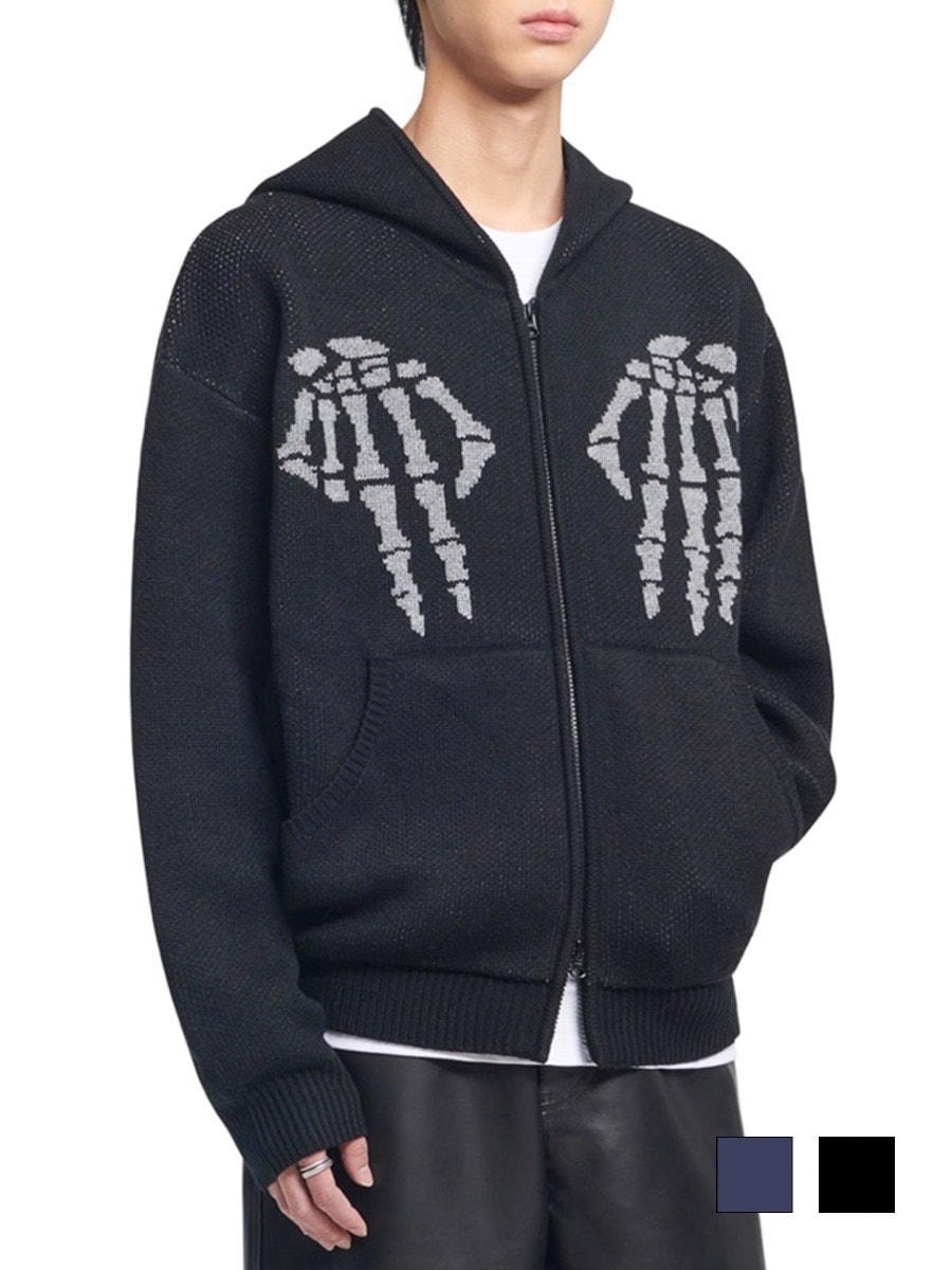 【NOMANUAL】NM SKULL HAND COWICHAN HOODED ZIP-UP 