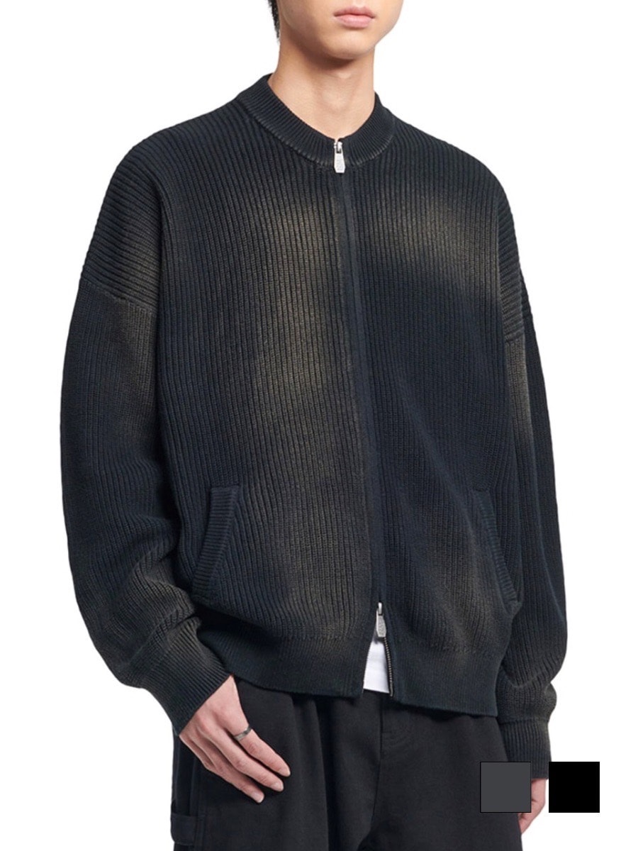 【NOMANUAL】SPRAY DYEING KNIT ZIP-UP 