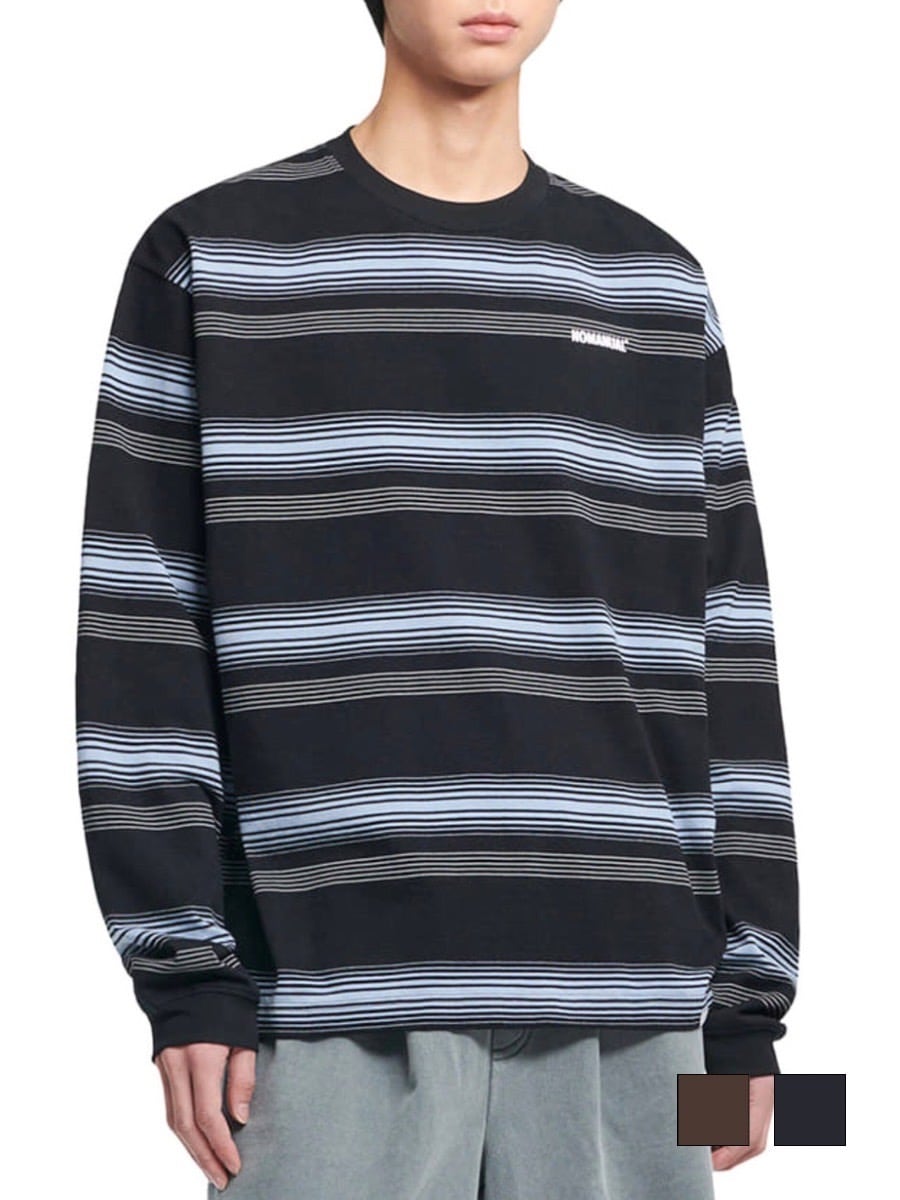 【NOMANUAL】NM STRIPED LONG SLEEVE TEE 