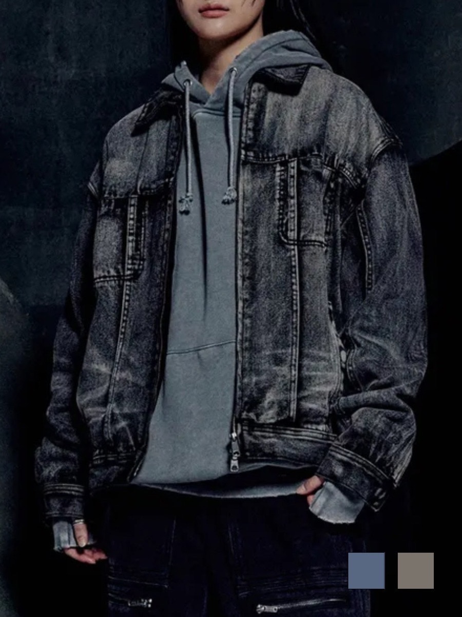 【NOMANUAL】WASHED DENIM TRUCKER JACKET