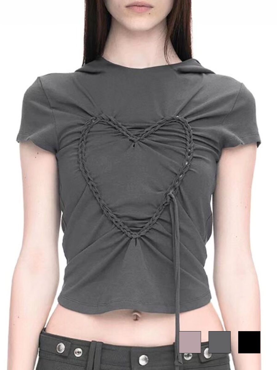 【NACHE】HEART BRAID HOODIE T-SHIRT