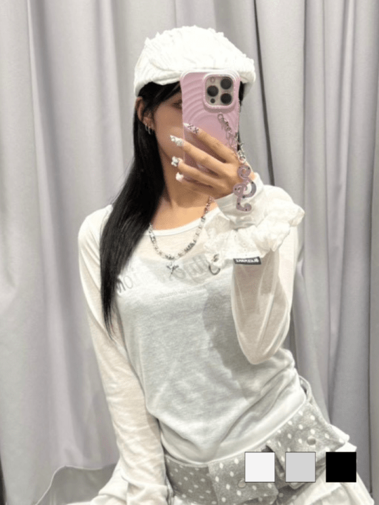 受注制【nmtc +】sheer logo long sleeve / 【エヌエムティーシープラス】シアーロゴ長袖Tシャツ (3color)