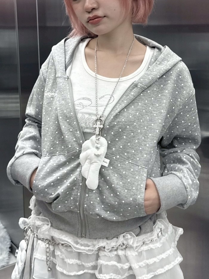 受注制【nmtc +】dot zip up hoodie / 【エヌエムティーシープラス】ドットジップパーカー (2color)