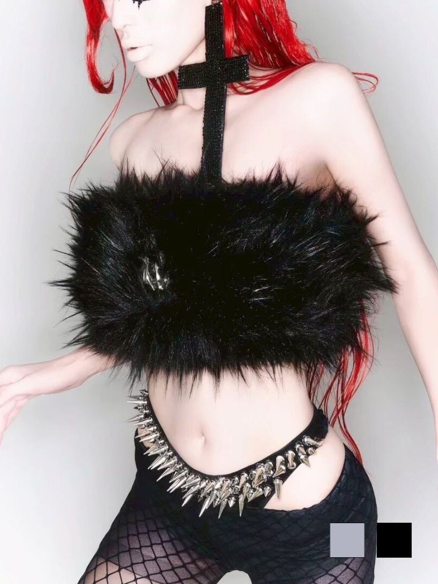 【UNIZ】Fur Tube Top / 【ユニズ】メタルロゴファーチューブトップ