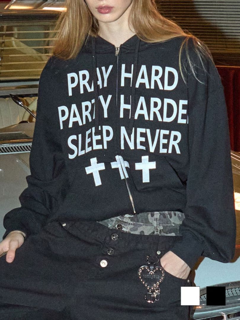 【OY】PRAY HARD HOODIE ZIP UP