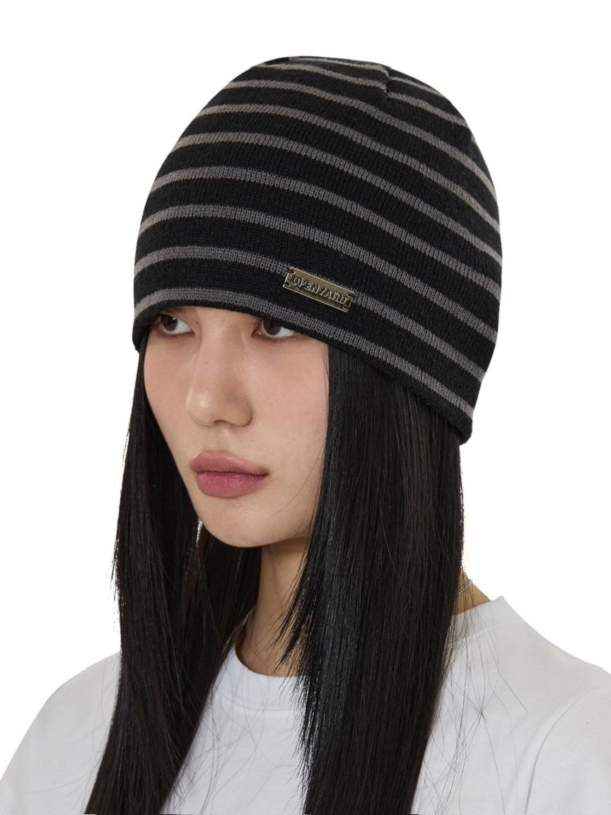 【OY】STRIPE METAL BEANIE