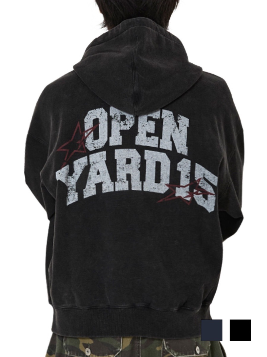 【OY】VINTAGE FADE WASHED HOODIE ZIP UP