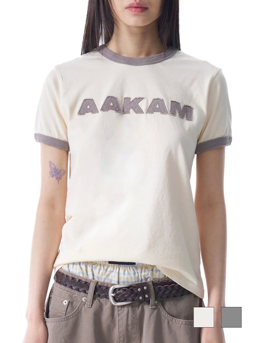 【AAKAM】Logo Patch Ringer Top