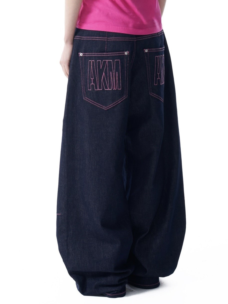 【AAKAM】Stitched Denim Pants