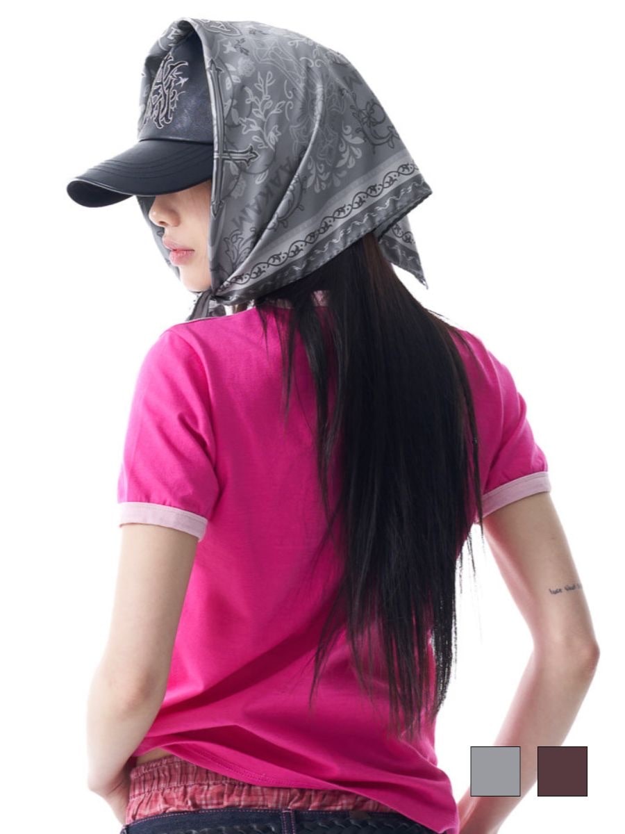 【AAKAM】X-Cross Printed Scarf