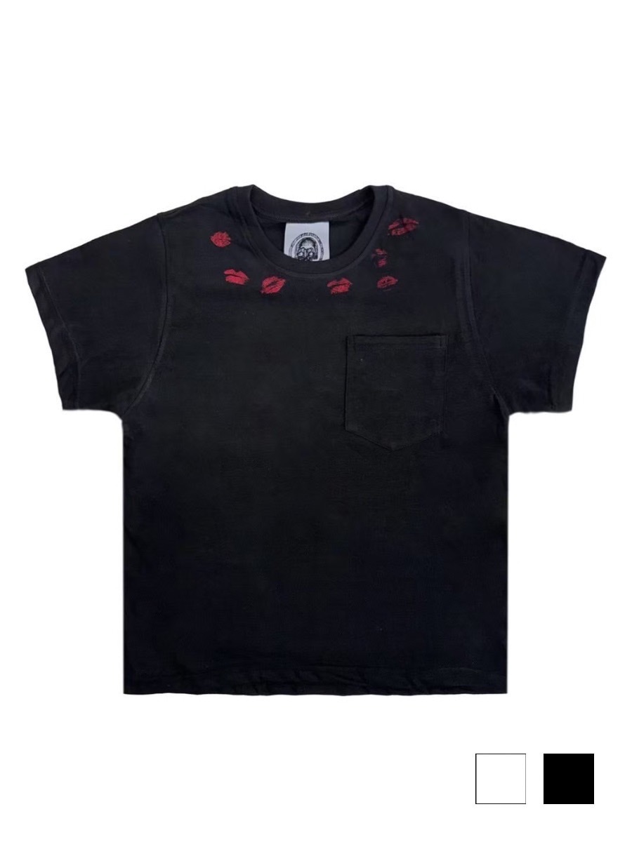 【haveyoudiedbefore?】Beloved Messenger T-shits / 【ハブユーダイドビフォー】リッププリントポケット半袖Tシャツ