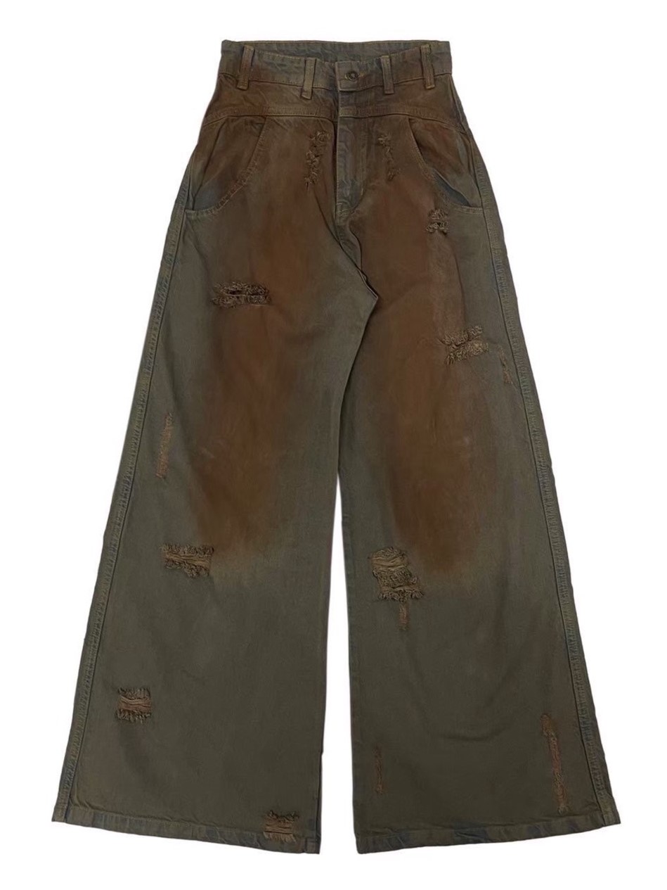 【haveyoudiedbefore?】Log Denim Pants / 【ハブユーダイドビフォー】ダーティーウォッシュダメージワイドパンツ