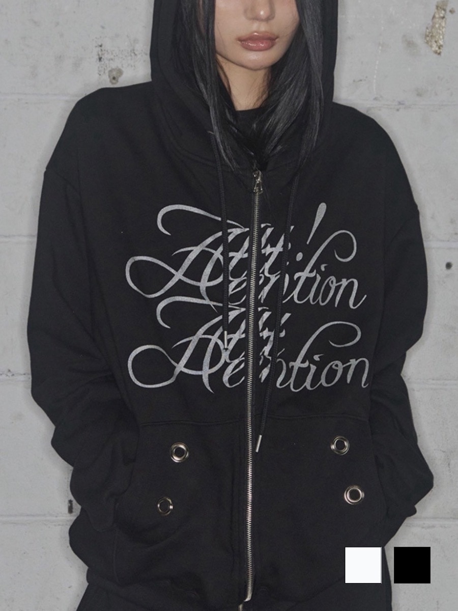 【FANCY CLUB】ATTENTION EYELET HOODED ZIP-UP / 【ファンシークラブ】アテンションアイレットジップアップパーカー