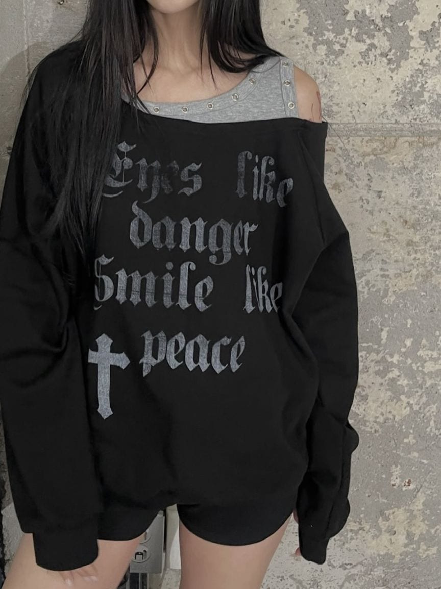 【FANCY CLUB】ROSARY NOIRER SWEATSHIRT / 【ファンシークラブ】ロザリーノイアースウェット長袖Ｔシャツ