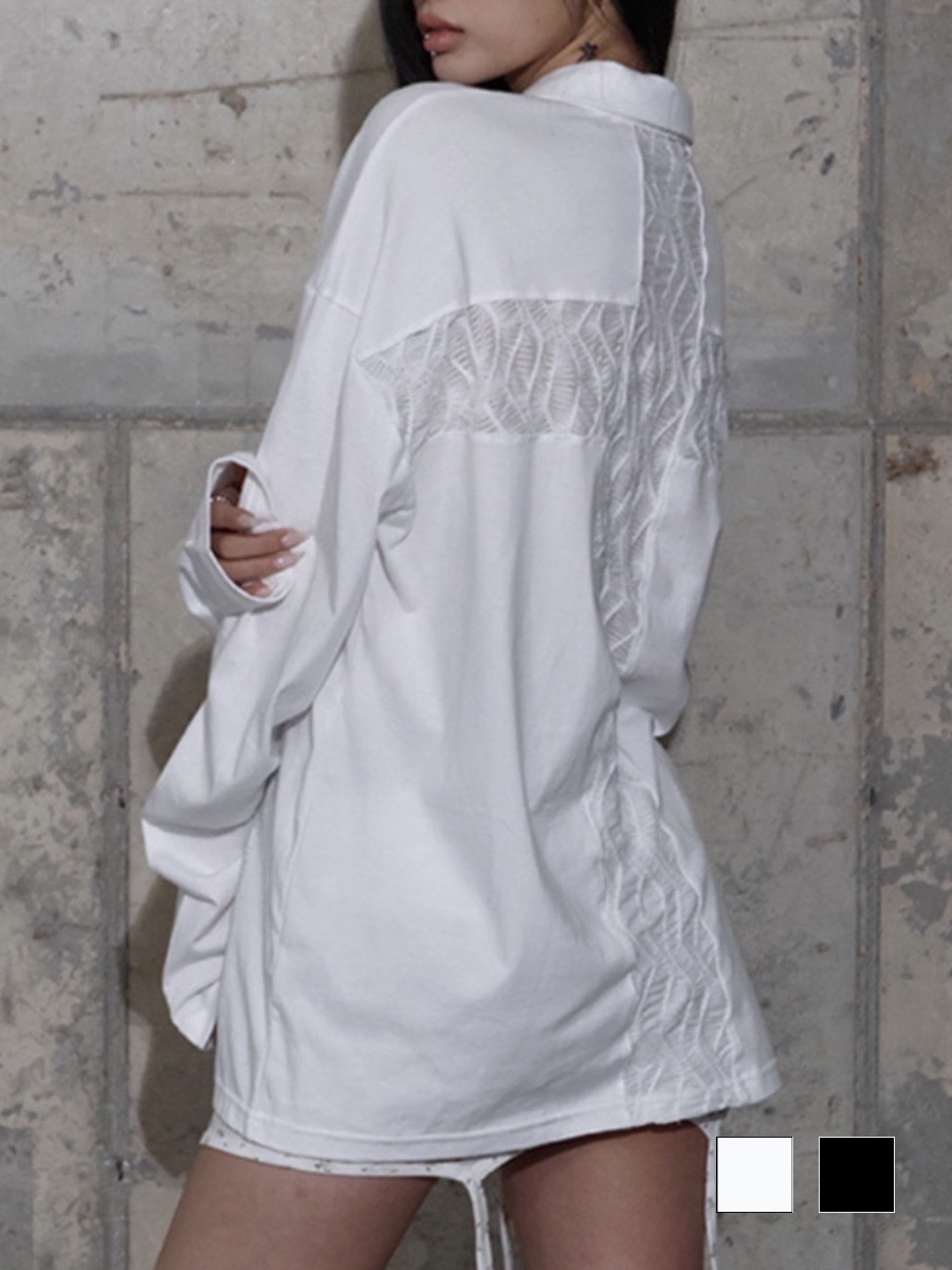 【FANCY CLUB】BACK CROSS OVER FIT COLLAR TEE / 【ファンシークラブ】バッククロスオーバーフィットカラー長袖Ｔシャツ