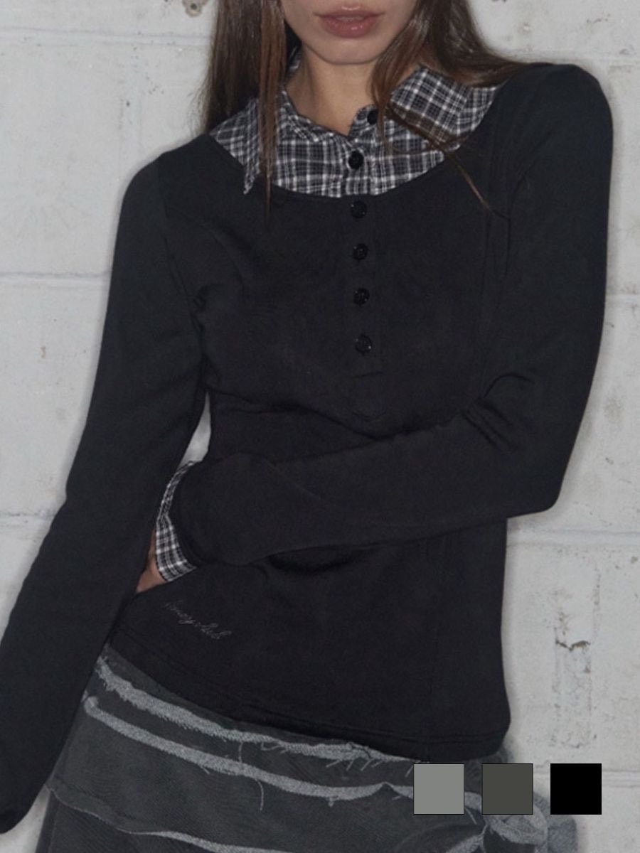 【FANCY CLUB】SHIRT LAYERED LONG SLEEVE / 【ファンシークラブ】シャツレイヤード長袖Ｔシャツ