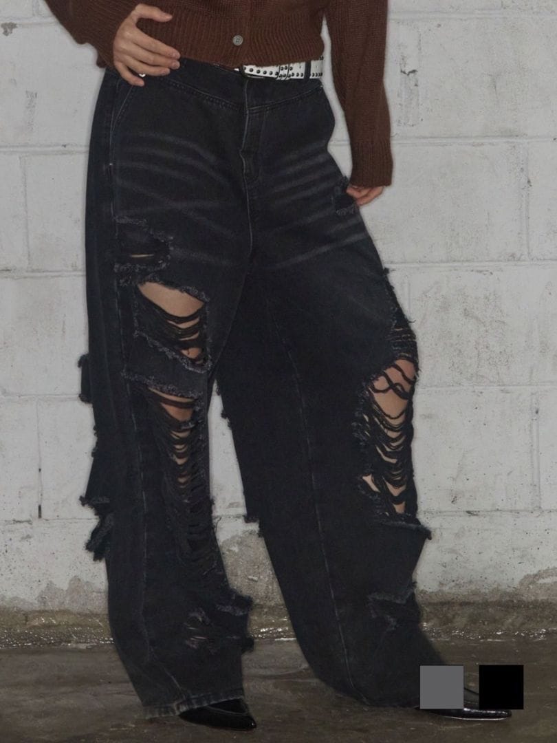 【FANCY CLUB】WASHED DAMAGE DENIM PANTS / 【ファンシークラブ】ウォッシュダメージデニムパンツ