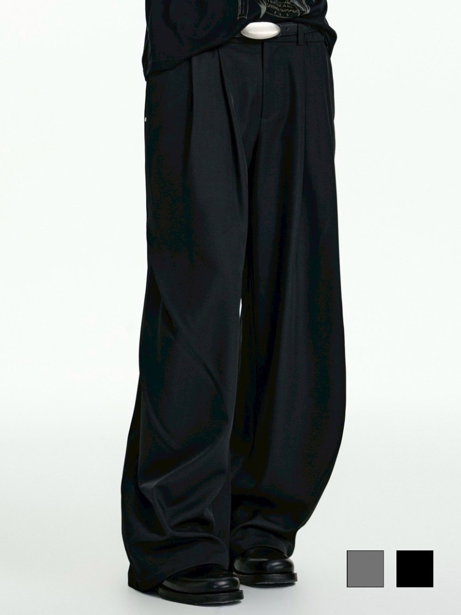 【TGNS】Pleated Drape Trousers / 【ツーガンズ】プリーツドレープシンプルスラックス