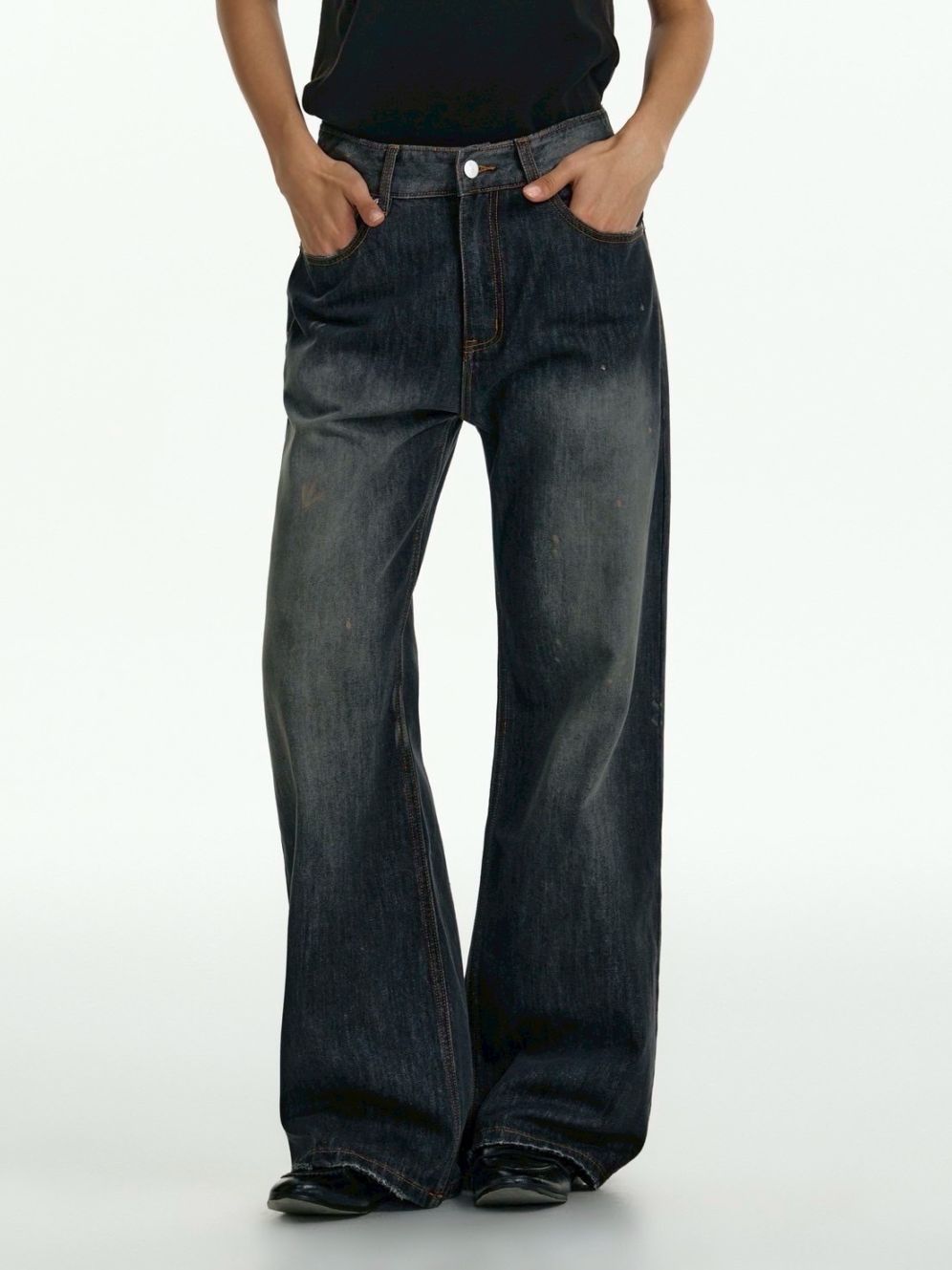 ♤新品タグ付♤Belted Skinny Denim y2k パンク系 穴あき セール】y2k デザインストレートデニムパンツ（デニムパンツ