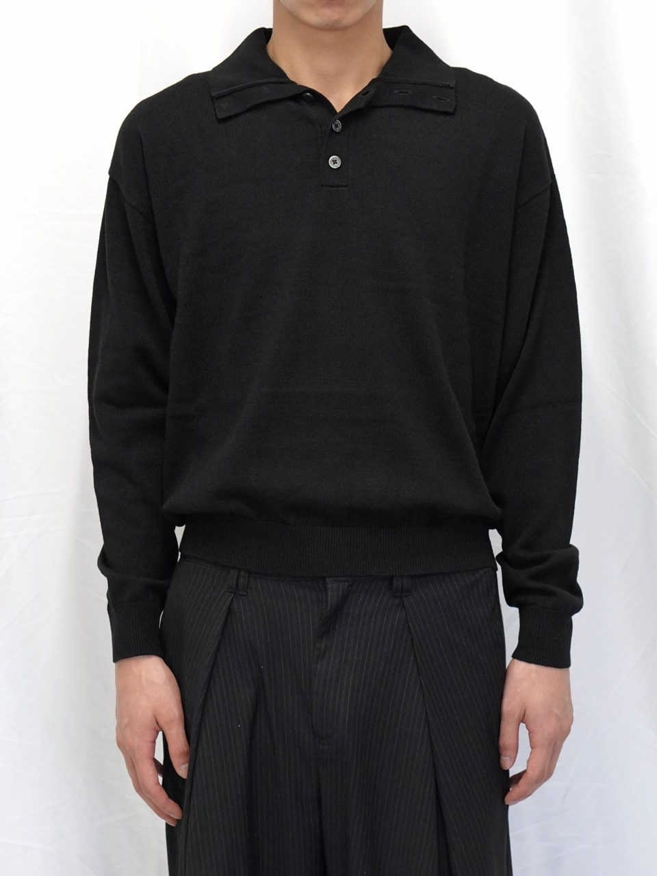 CS】wool touch knit polo (black) | OUR BRAND,Chikashitsu +