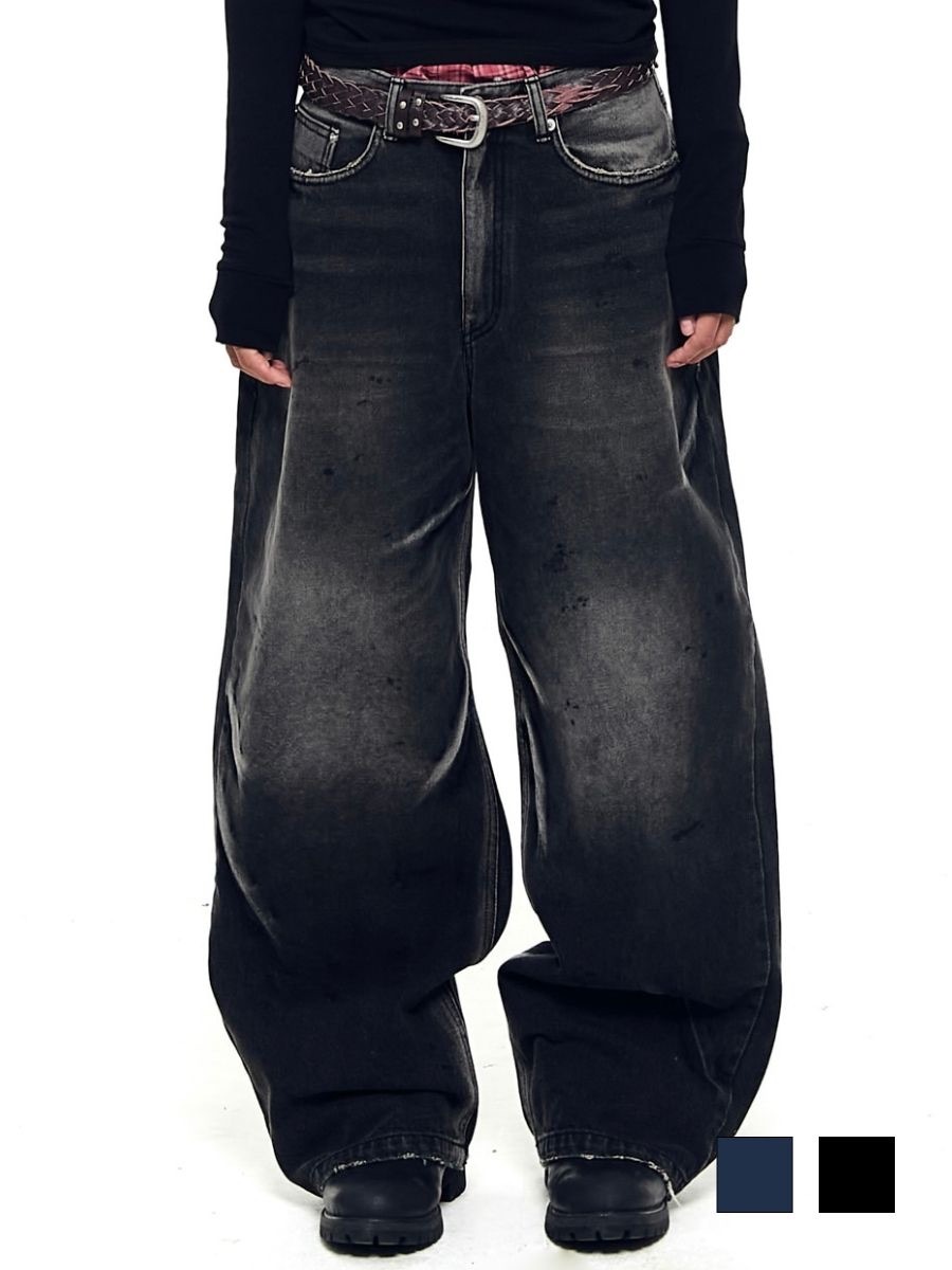 【AAKAM】Paint Washed Denim Pants