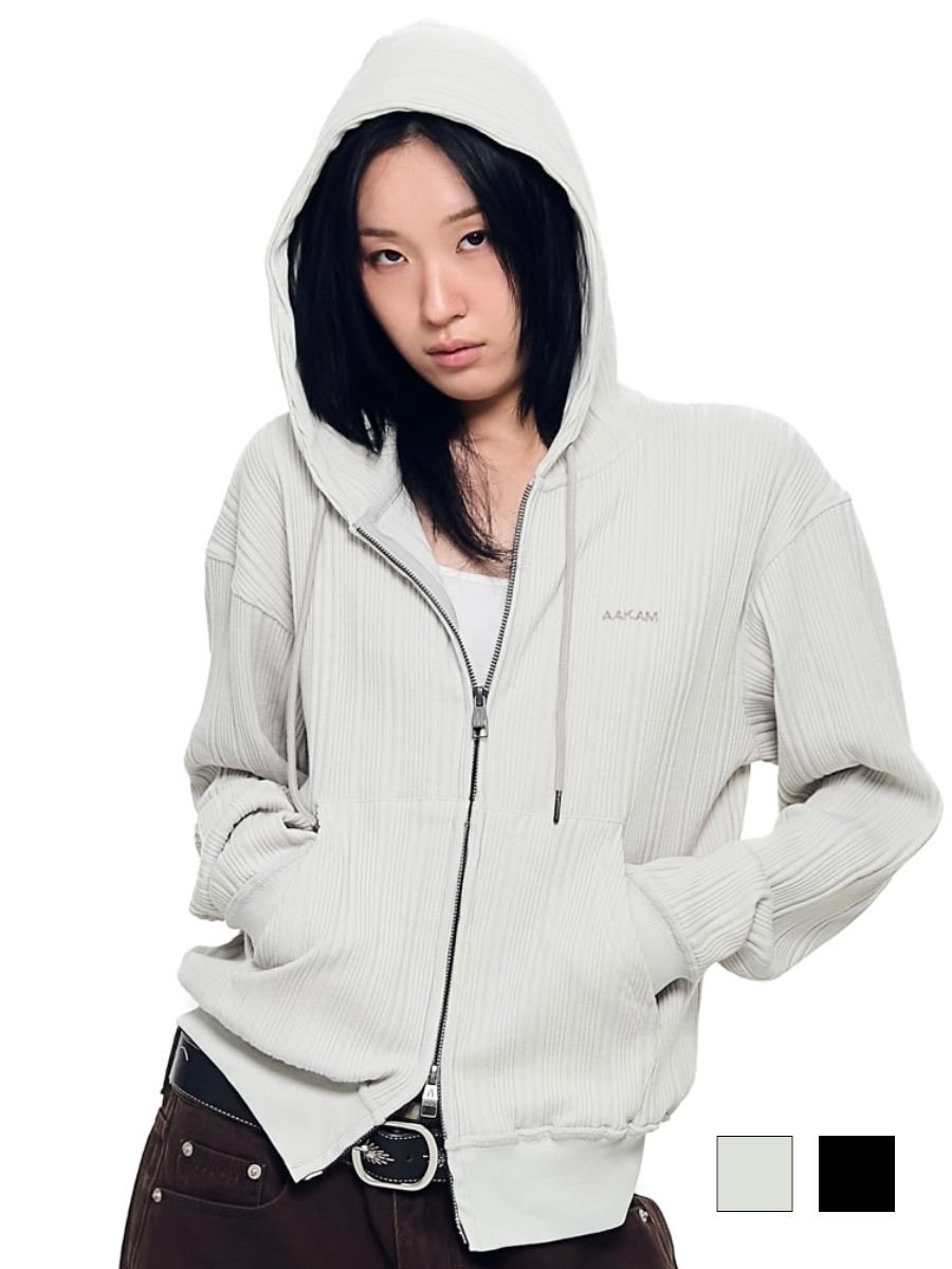 【AAKAM】Knitted Zip-Up Hoodie
