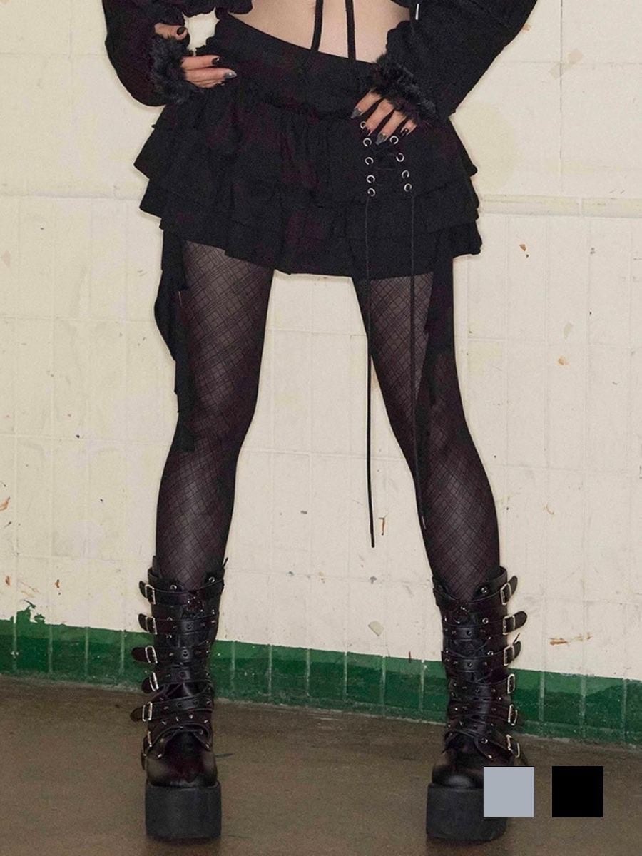 【NOT KNOWING】3 Tiered Lace-Up Ruffle Skirt / 【ノットノーイング】３ティアードレースアップラッフルスカート