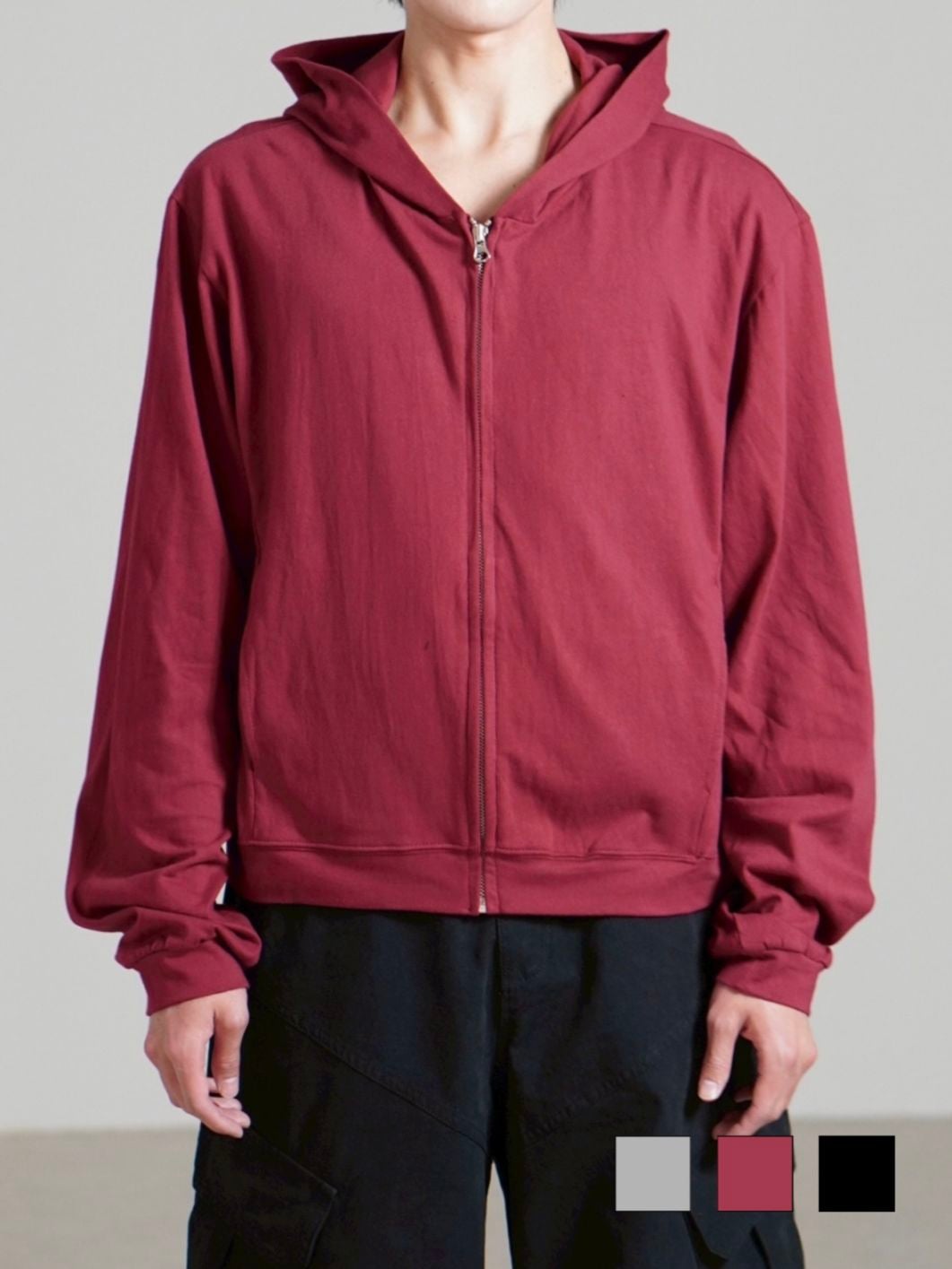 受注制【Chikashitsu +】light touch cropped hoodie / 【チカシツプラス】 ライトタッチクロップドパーカー (3color)