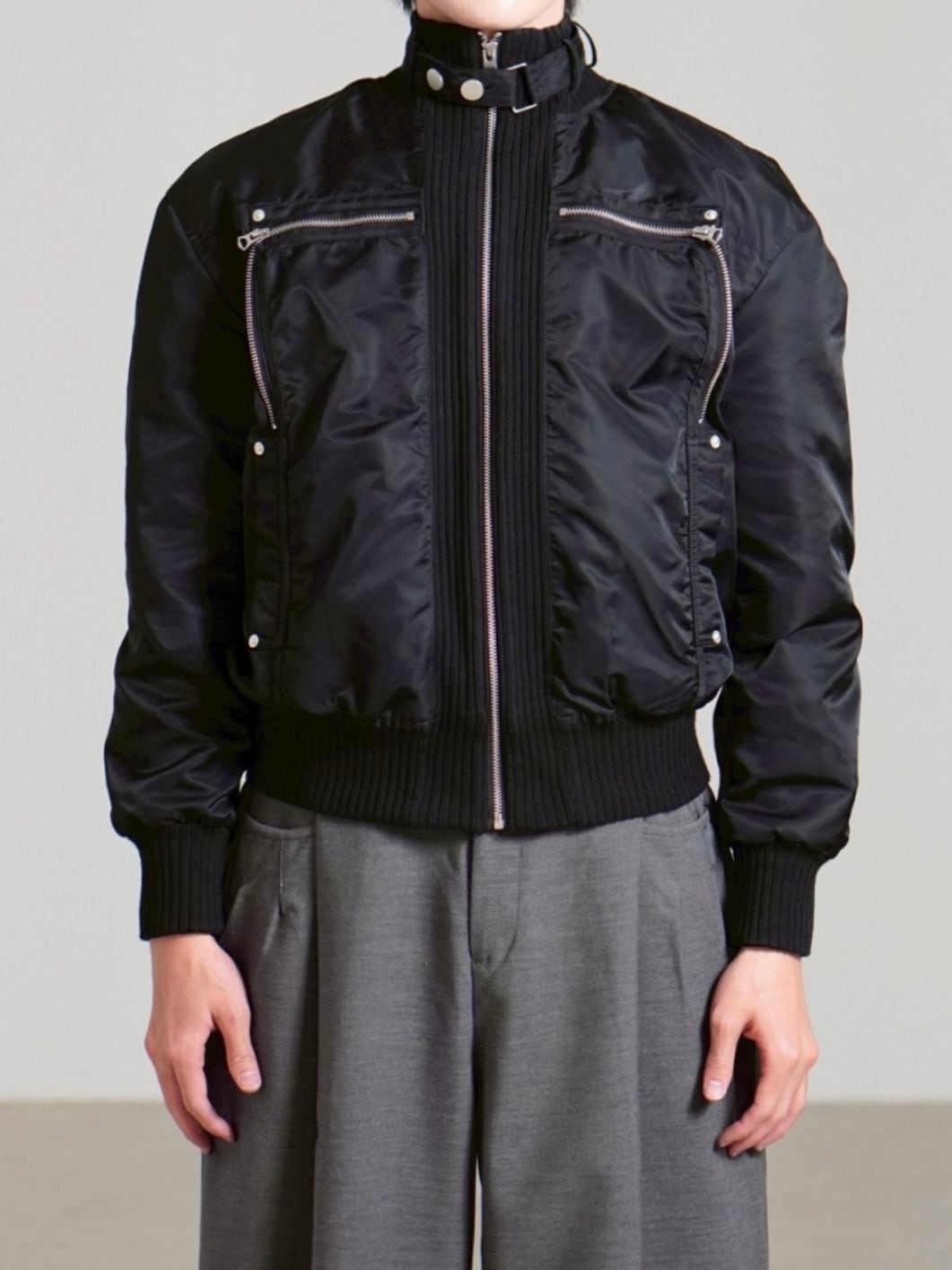 受注制【Chikashitsu +】zip up design bomber blouson / 【チカシツプラス】ジップアップデザインボンバーブルゾン