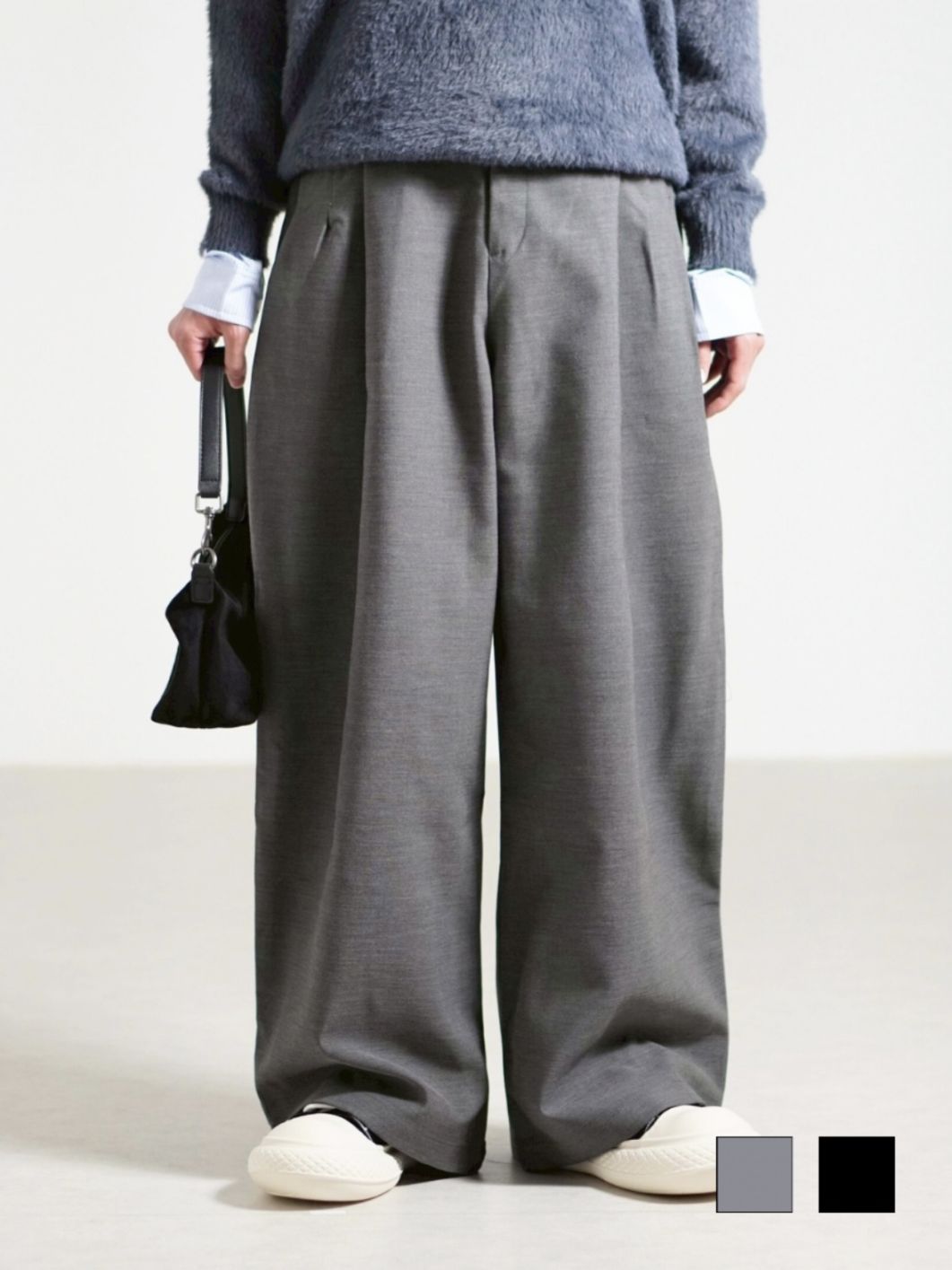 受注制【Chikashitsu +】over tuck slacks / 【チカシツプラス】オーバータックスラックス (2color)